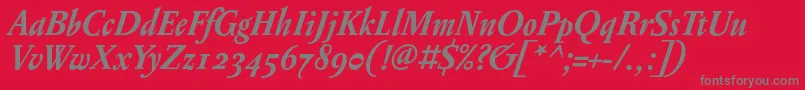 PentagrammeosfBolditalic-Schriftart – Graue Schriften auf rotem Hintergrund