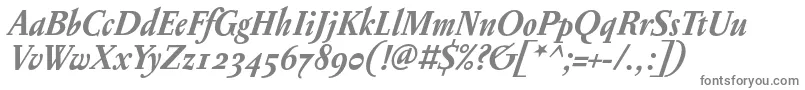 フォントPentagrammeosfBolditalic – 白い背景に灰色の文字