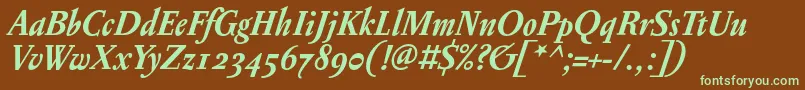 PentagrammeosfBolditalic Font – Green Fonts on Brown Background