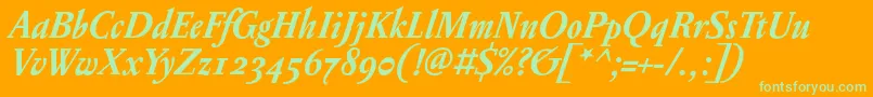 PentagrammeosfBolditalic Font – Green Fonts on Orange Background