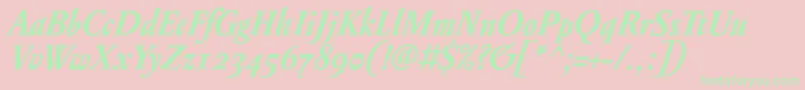 フォントPentagrammeosfBolditalic – ピンクの背景に緑の文字