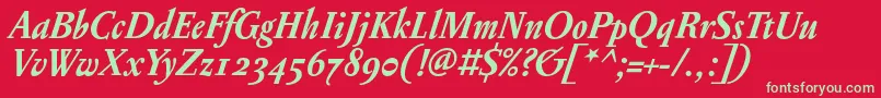 PentagrammeosfBolditalic-fontti – vihreät fontit punaisella taustalla
