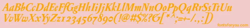 PentagrammeosfBolditalic-Schriftart – Orangefarbene Schriften auf rosa Hintergrund