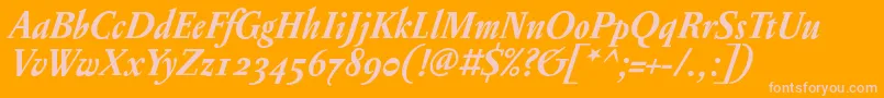 PentagrammeosfBolditalic-fontti – vaaleanpunaiset fontit oranssilla taustalla