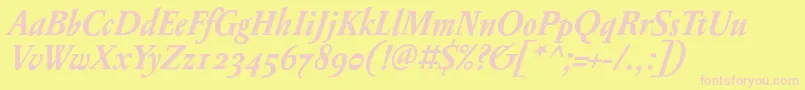 PentagrammeosfBolditalic Font – Pink Fonts on Yellow Background