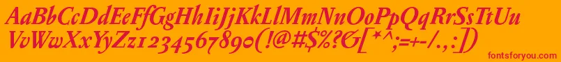 PentagrammeosfBolditalic Font – Red Fonts on Orange Background