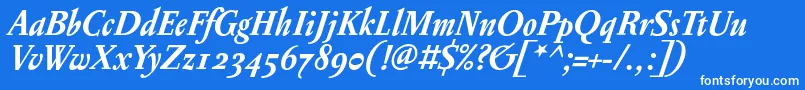 Шрифт PentagrammeosfBolditalic – белые шрифты на синем фоне
