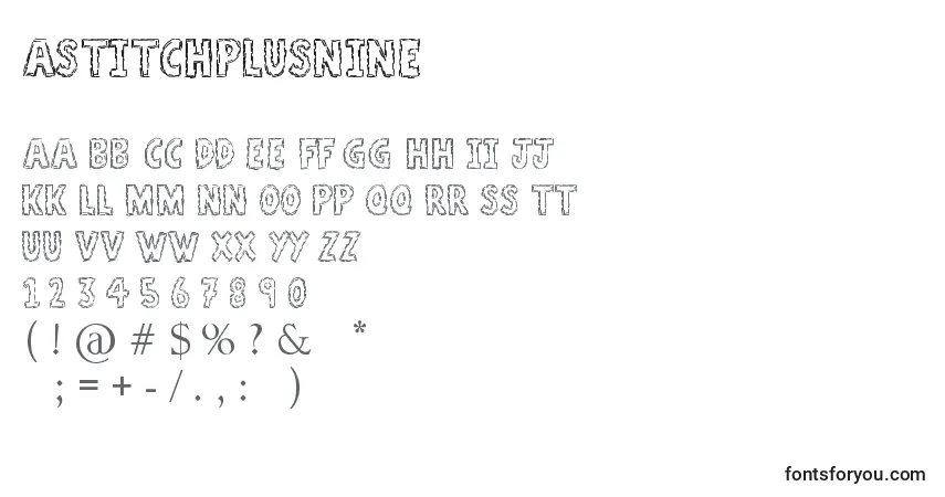 Schriftart AStitchPlusNine – Alphabet, Zahlen, spezielle Symbole