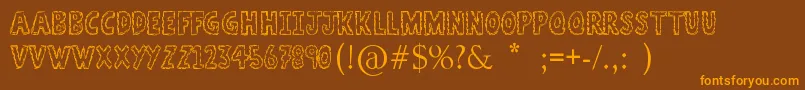 AStitchPlusNine Font – Orange Fonts on Brown Background
