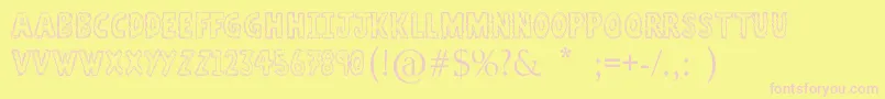 AStitchPlusNine-Schriftart – Rosa Schriften auf gelbem Hintergrund