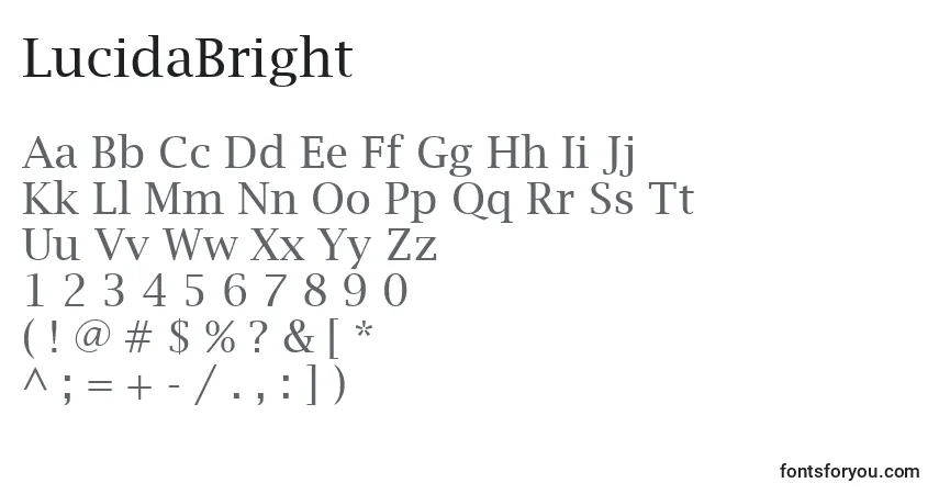A fonte LucidaBright – alfabeto, números, caracteres especiais