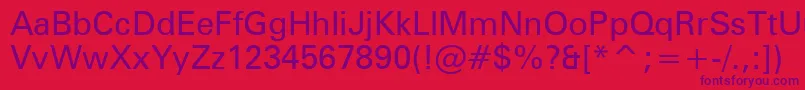 フォントZurichWin95bt – 赤い背景に紫のフォント