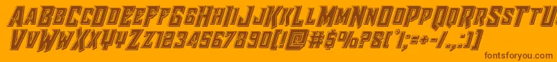 Raidercrusaderbevel-Schriftart – Braune Schriften auf orangefarbenem Hintergrund