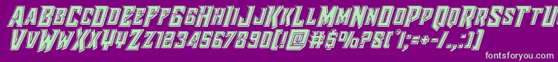 Fonte Raidercrusaderbevel – fontes verdes em um fundo violeta