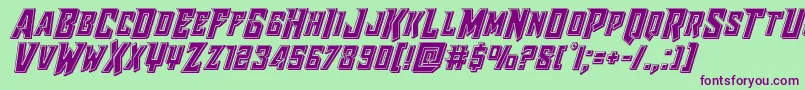 Police Raidercrusaderbevel – polices violettes sur fond vert