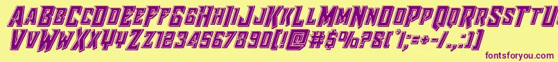 Шрифт Raidercrusaderbevel – фиолетовые шрифты на жёлтом фоне