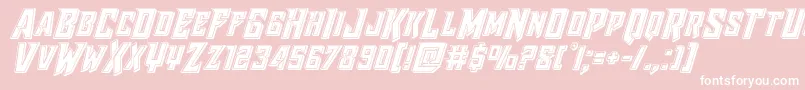 Raidercrusaderbevel-Schriftart – Weiße Schriften auf rosa Hintergrund
