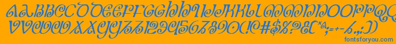 フォントTheshireci – オレンジの背景に青い文字