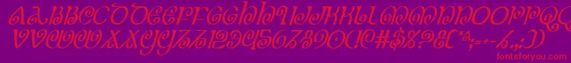 Theshireci-Schriftart – Rote Schriften auf violettem Hintergrund