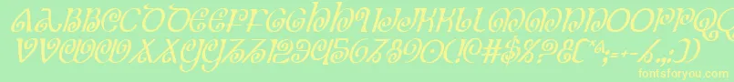 Theshireci Font – Yellow Fonts on Green Background