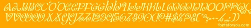 Theshireci-Schriftart – Gelbe Schriften auf orangefarbenem Hintergrund