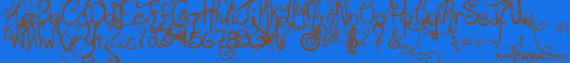 HolidayHome-Schriftart – Braune Schriften auf blauem Hintergrund