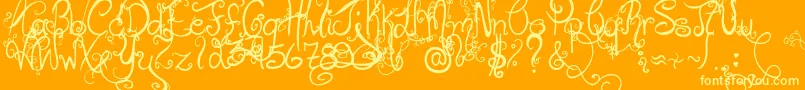 HolidayHome-Schriftart – Gelbe Schriften auf orangefarbenem Hintergrund