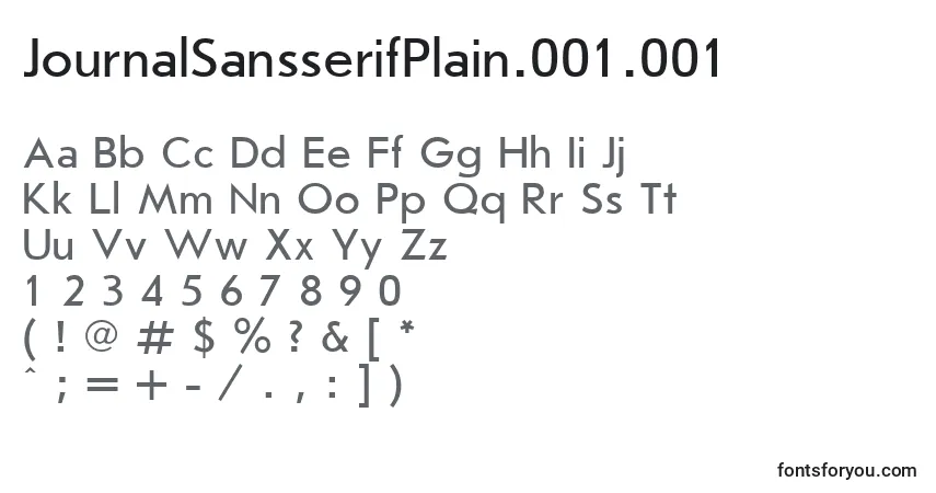 Czcionka JournalSansserifPlain.001.001 – alfabet, cyfry, specjalne znaki