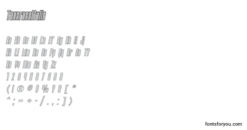 Czcionka TauernecItalic – alfabet, cyfry, specjalne znaki