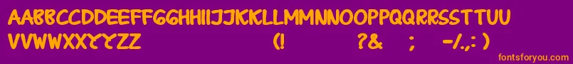 BPraharaThTlsnTgnBold-Schriftart – Orangefarbene Schriften auf violettem Hintergrund