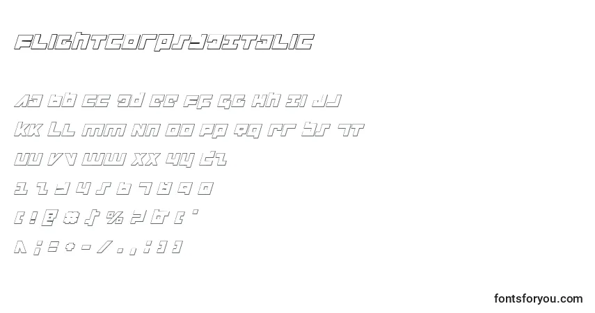 Шрифт FlightCorps3DItalic – алфавит, цифры, специальные символы