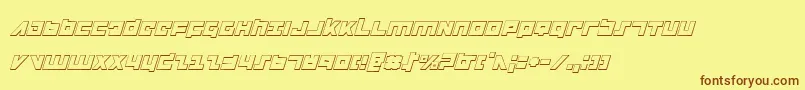 フォントFlightCorps3DItalic – 茶色の文字が黄色の背景にあります。
