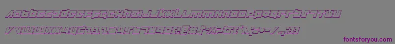 Czcionka FlightCorps3DItalic – fioletowe czcionki na szarym tle