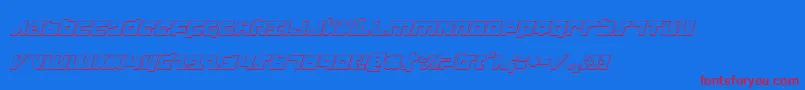 FlightCorps3DItalic-Schriftart – Rote Schriften auf blauem Hintergrund