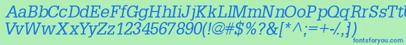 InstallationsskItalic-Schriftart – Blaue Schriften auf grünem Hintergrund