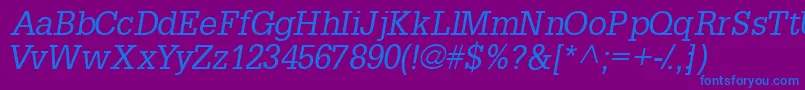 Czcionka InstallationsskItalic – niebieskie czcionki na fioletowym tle
