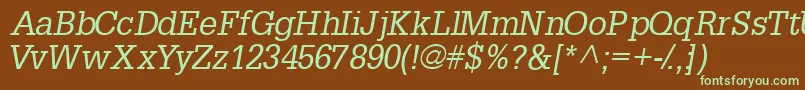 InstallationsskItalic Font – Green Fonts on Brown Background