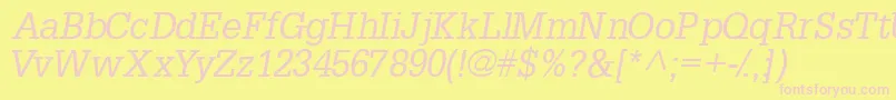 InstallationsskItalic Font – Pink Fonts on Yellow Background