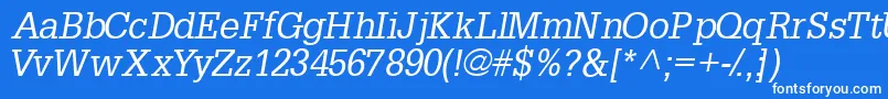 InstallationsskItalic Font – White Fonts on Blue Background