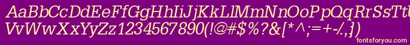 InstallationsskItalic-fontti – keltaiset fontit violetilla taustalla
