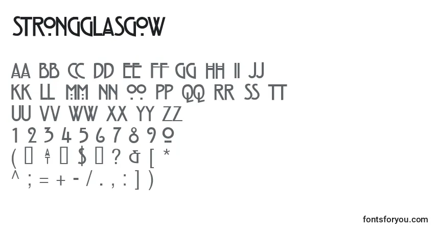 Шрифт Strongglasgow – алфавит, цифры, специальные символы