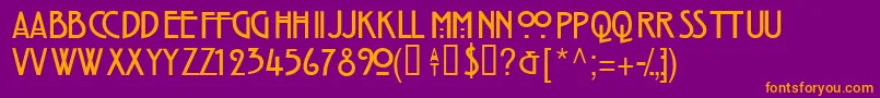 Strongglasgow-Schriftart – Orangefarbene Schriften auf violettem Hintergrund