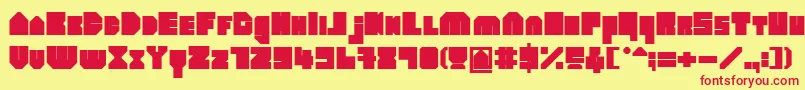 HeavyloudedgeBold-Schriftart – Rote Schriften auf gelbem Hintergrund