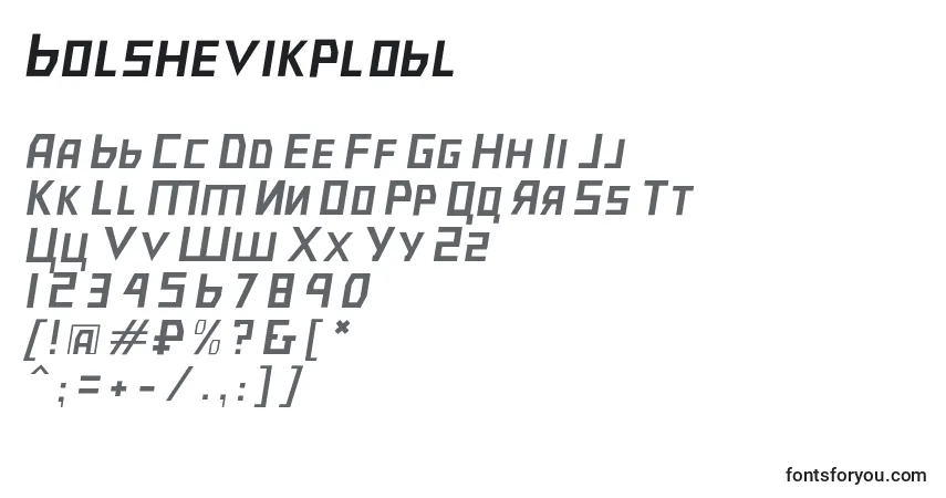 Schriftart Bolshevikplobl – Alphabet, Zahlen, spezielle Symbole