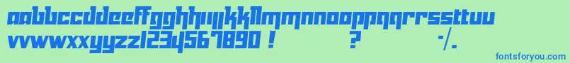 Yukarimobile-Schriftart – Blaue Schriften auf grünem Hintergrund