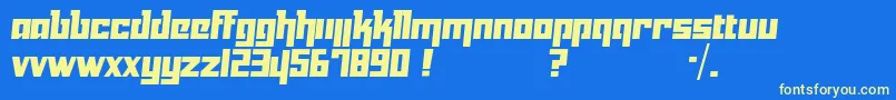 Yukarimobile-Schriftart – Gelbe Schriften auf blauem Hintergrund