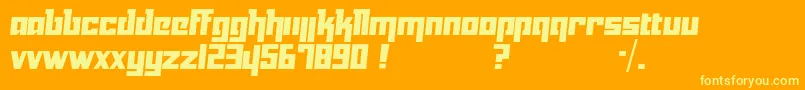 Yukarimobile-Schriftart – Gelbe Schriften auf orangefarbenem Hintergrund