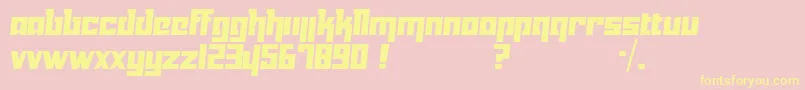 Yukarimobile-Schriftart – Gelbe Schriften auf rosa Hintergrund