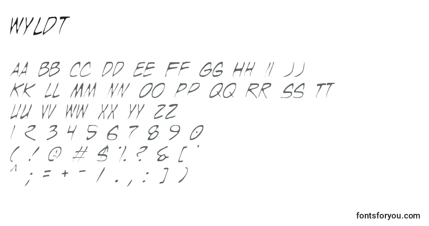 A fonte Wyldt – alfabeto, números, caracteres especiais