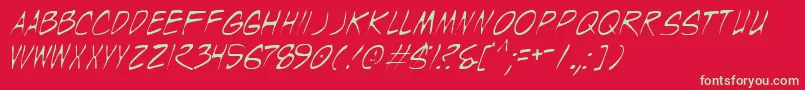フォントWyldt – 赤い背景に緑の文字